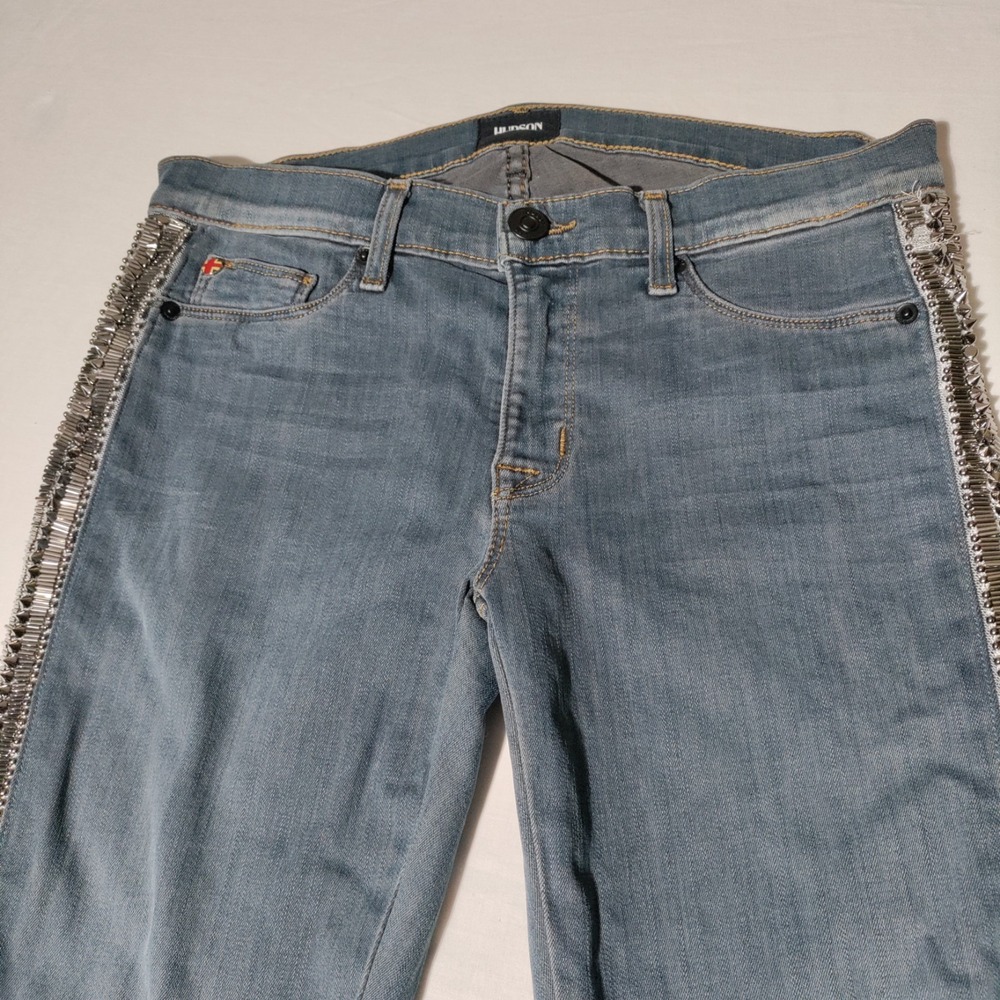 Hudson Jeans Women's 27 Luna Embellished Crop Super Skinny USA - Imperfect